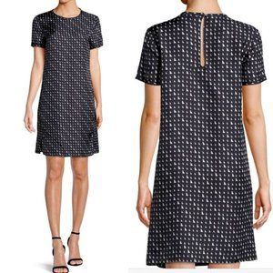 Theory Silk Tee Dress Triangle Stripe print